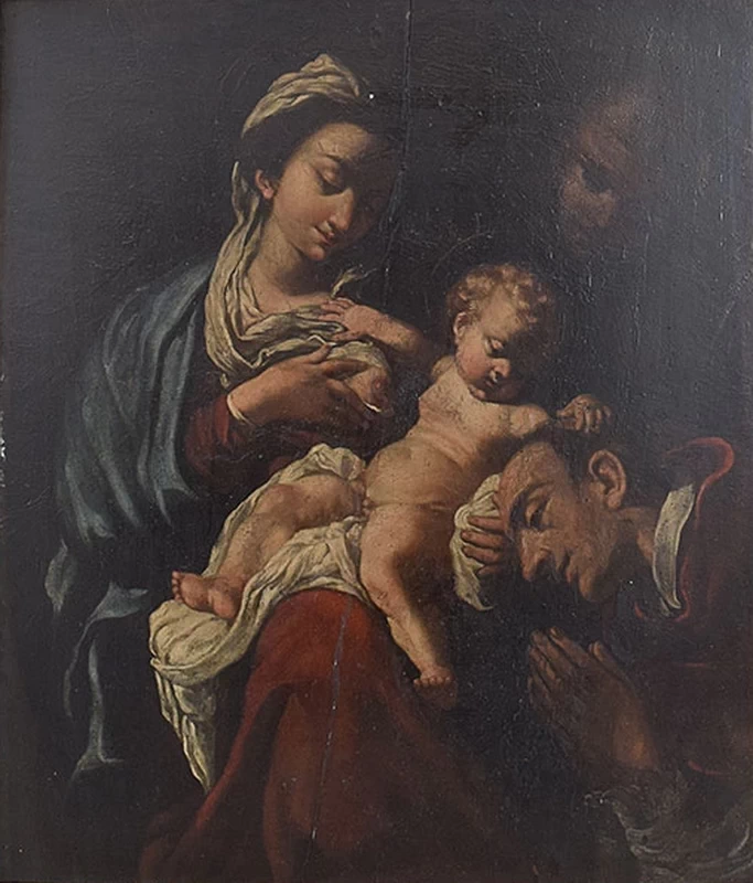 La Sacra Famiglia con Sant'Antonio e San Carlo Borromeo - attribuito